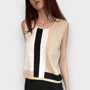 Designers Originals Beige and Black Sleeveless Top